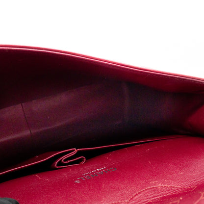 Classic Double Flap Maxi Red Patent Leather Silver