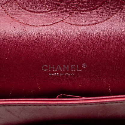 Classic Double Flap Maxi Red Patent Leather Silver