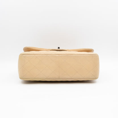 Classic Double Flap Jumbo Beige Lambskin Leather Silver