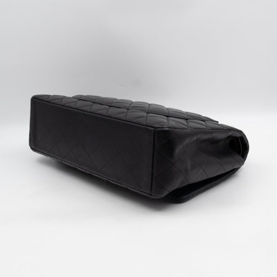Classic Double Flap Maxi Black Lambskin Leather Silver