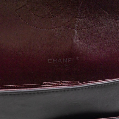 Classic Double Flap Maxi Black Lambskin Leather Silver
