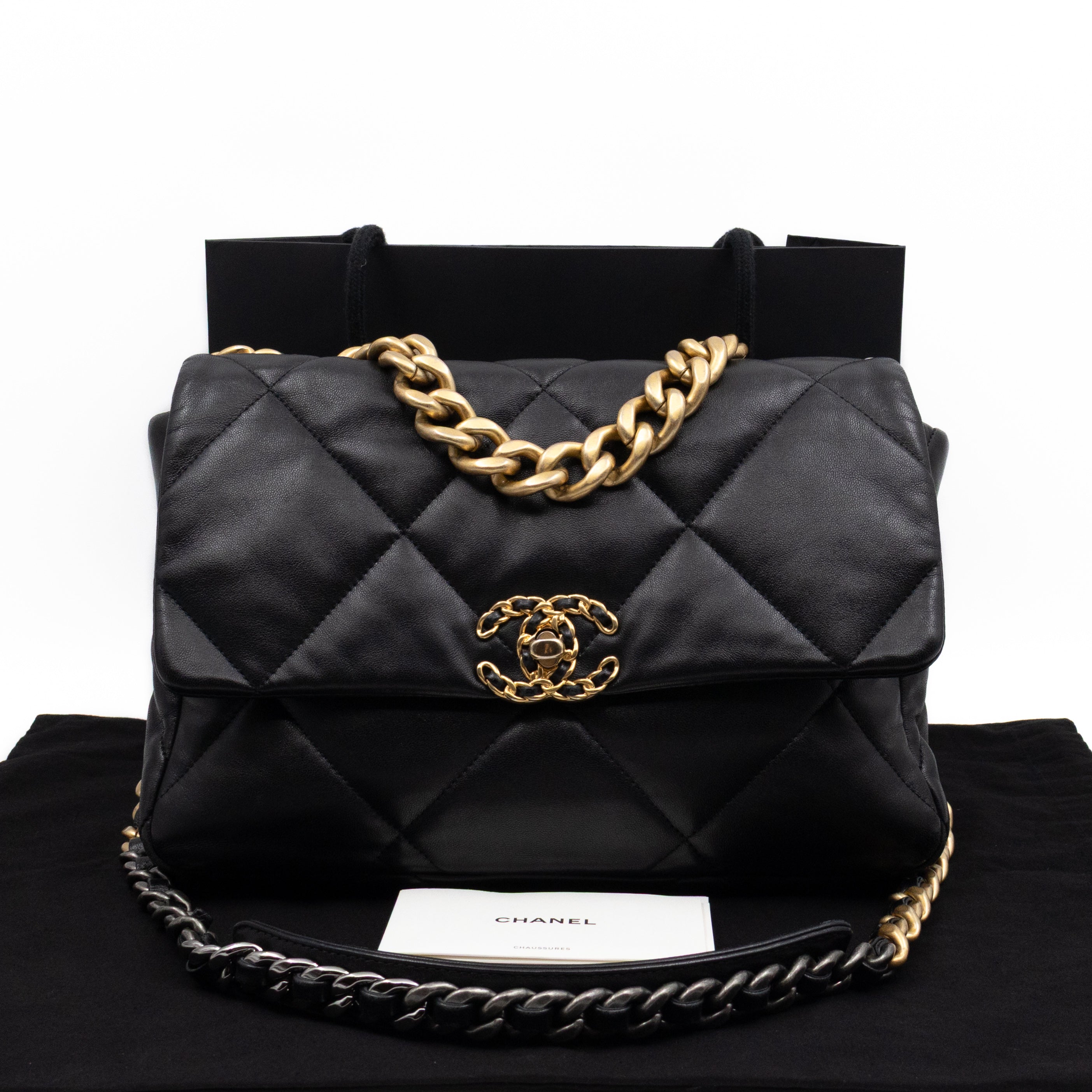Chanel 19 Large Black Shiny Lambskin