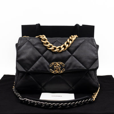 Chanel 19 Large Black Shiny Lambskin