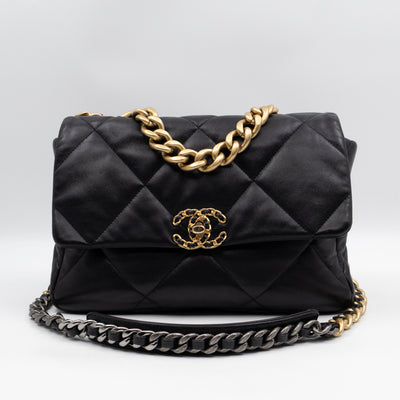 Chanel 19 Large Black Shiny Lambskin