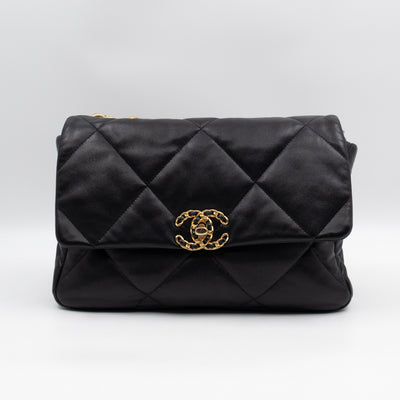 Chanel 19 Large Black Shiny Lambskin