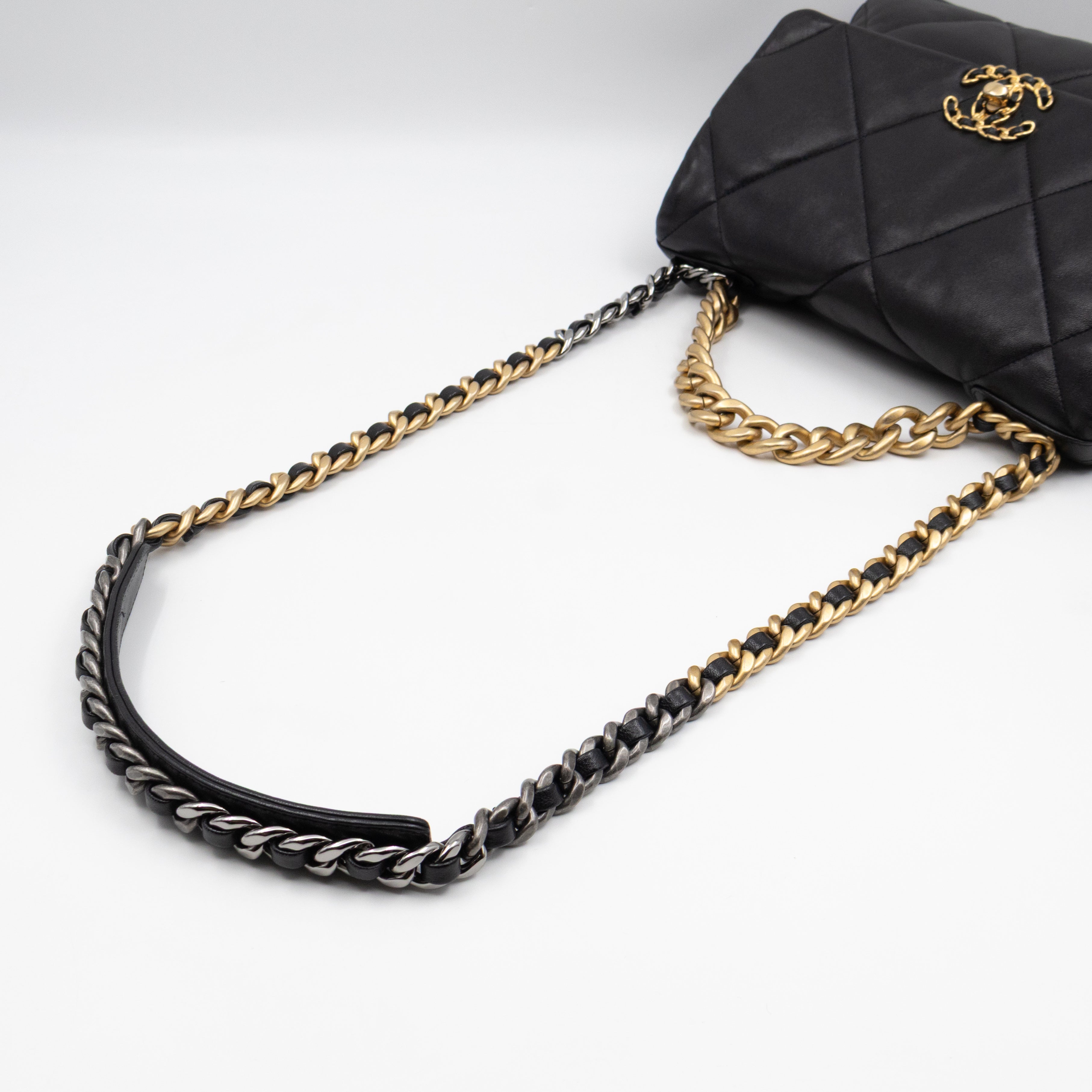Chanel 19 Large Black Shiny Lambskin