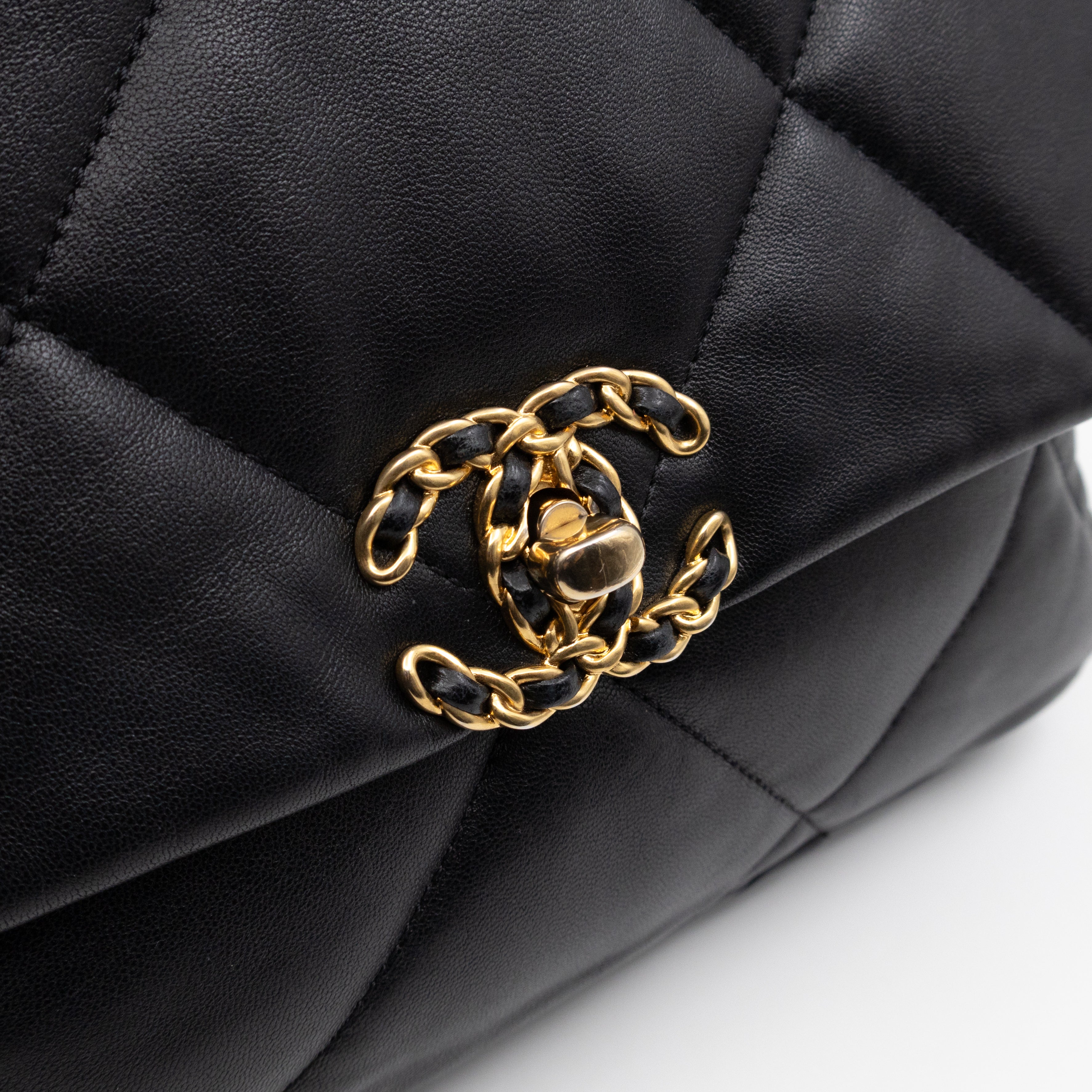 Chanel 19 Large Black Shiny Lambskin