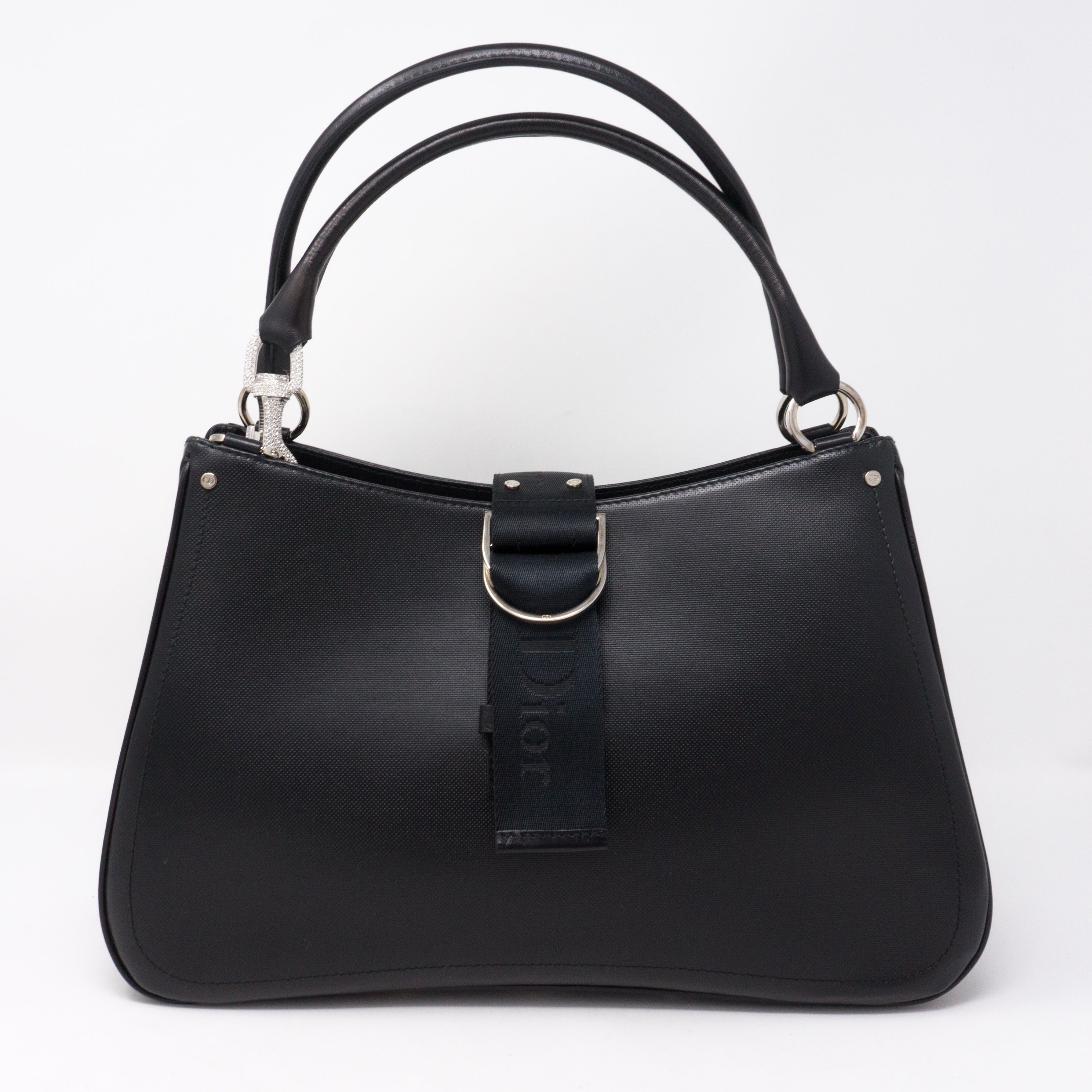 Black Coated Canvas Handbag