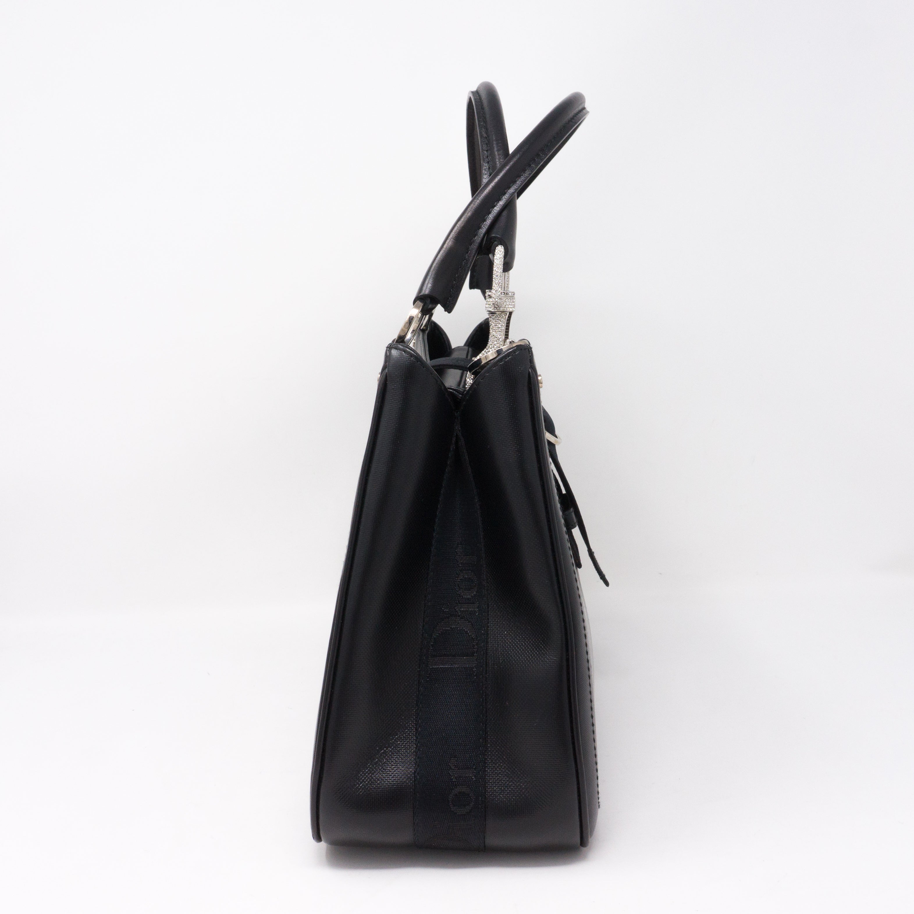 Black Coated Canvas Handbag