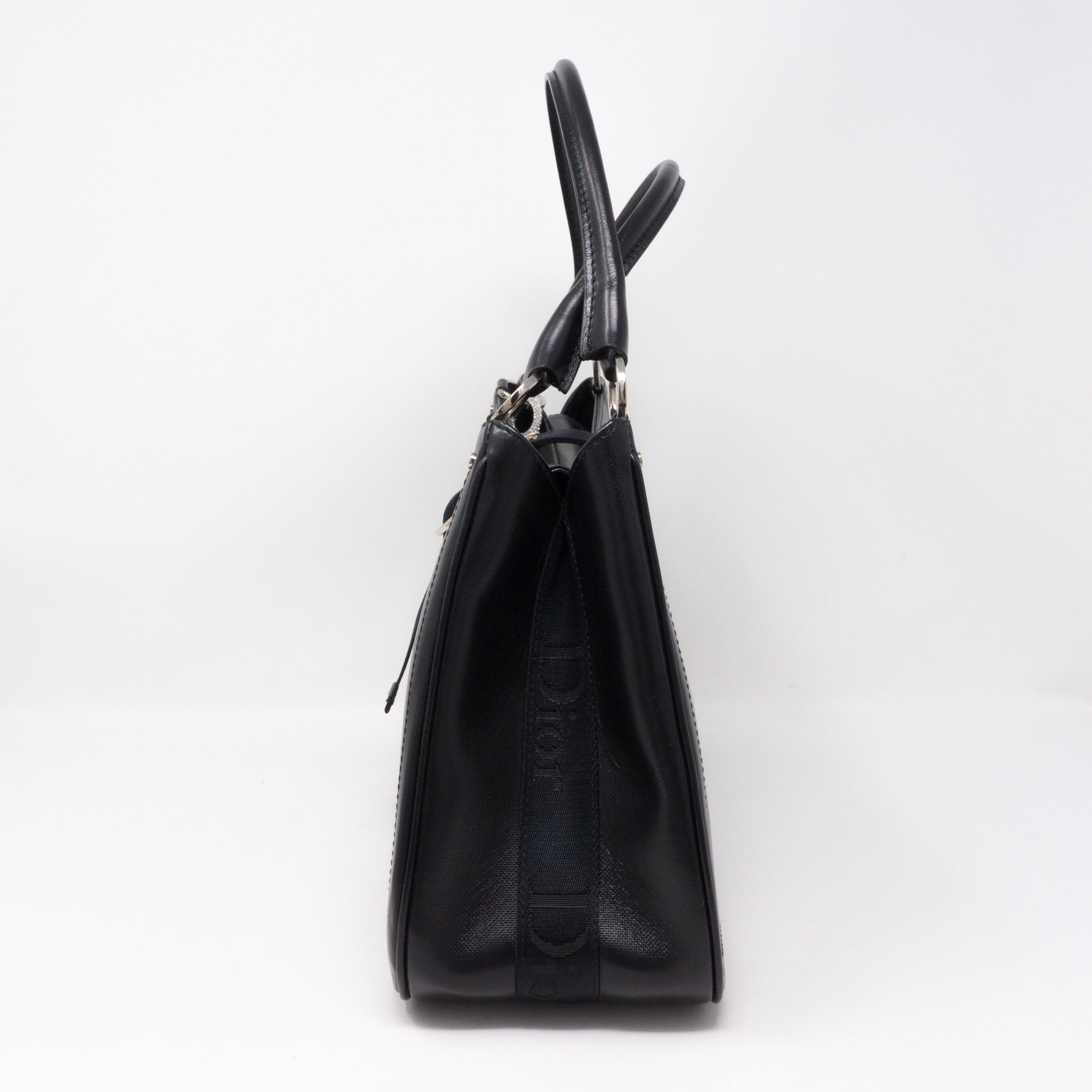 Black Coated Canvas Handbag