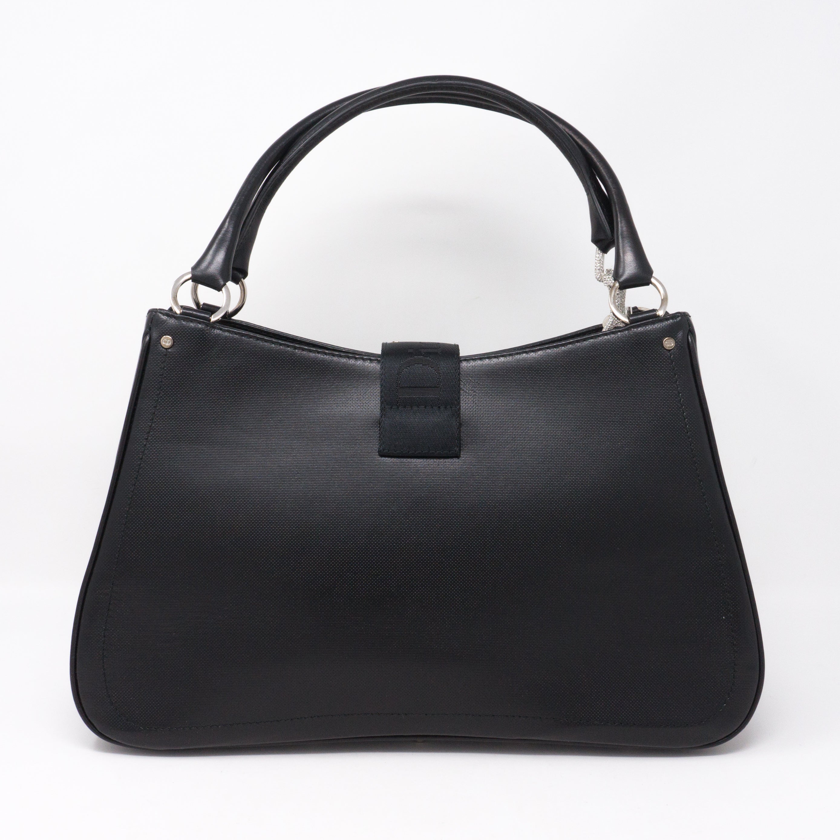 Black Coated Canvas Handbag
