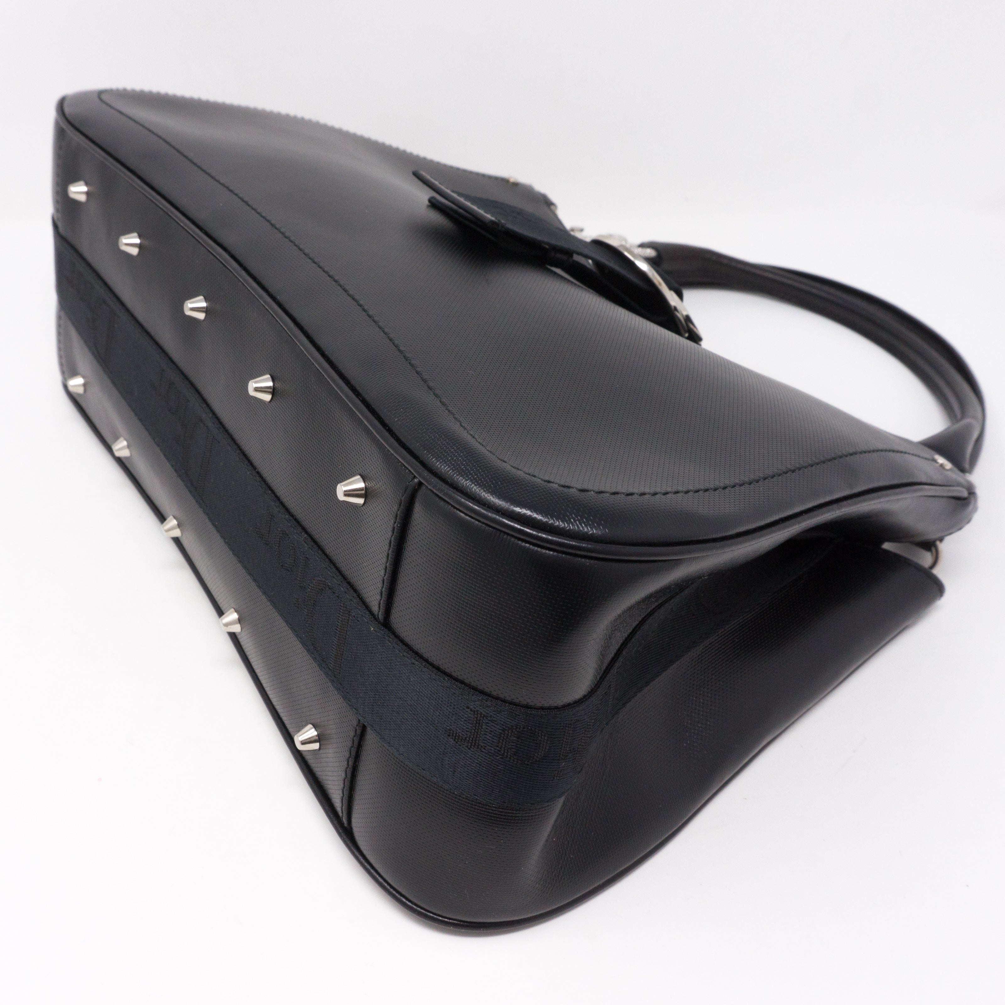 Black Coated Canvas Handbag