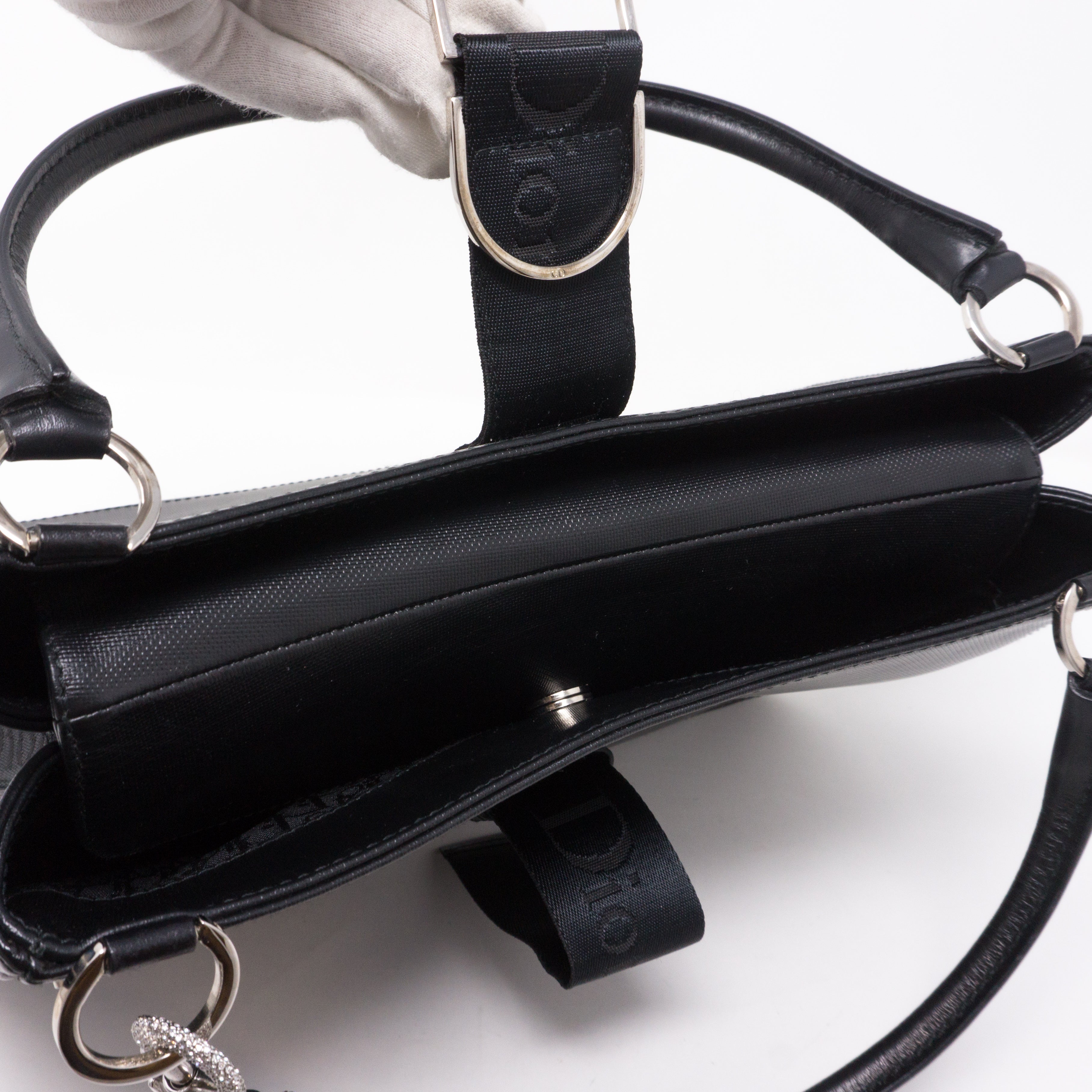 Black Coated Canvas Handbag