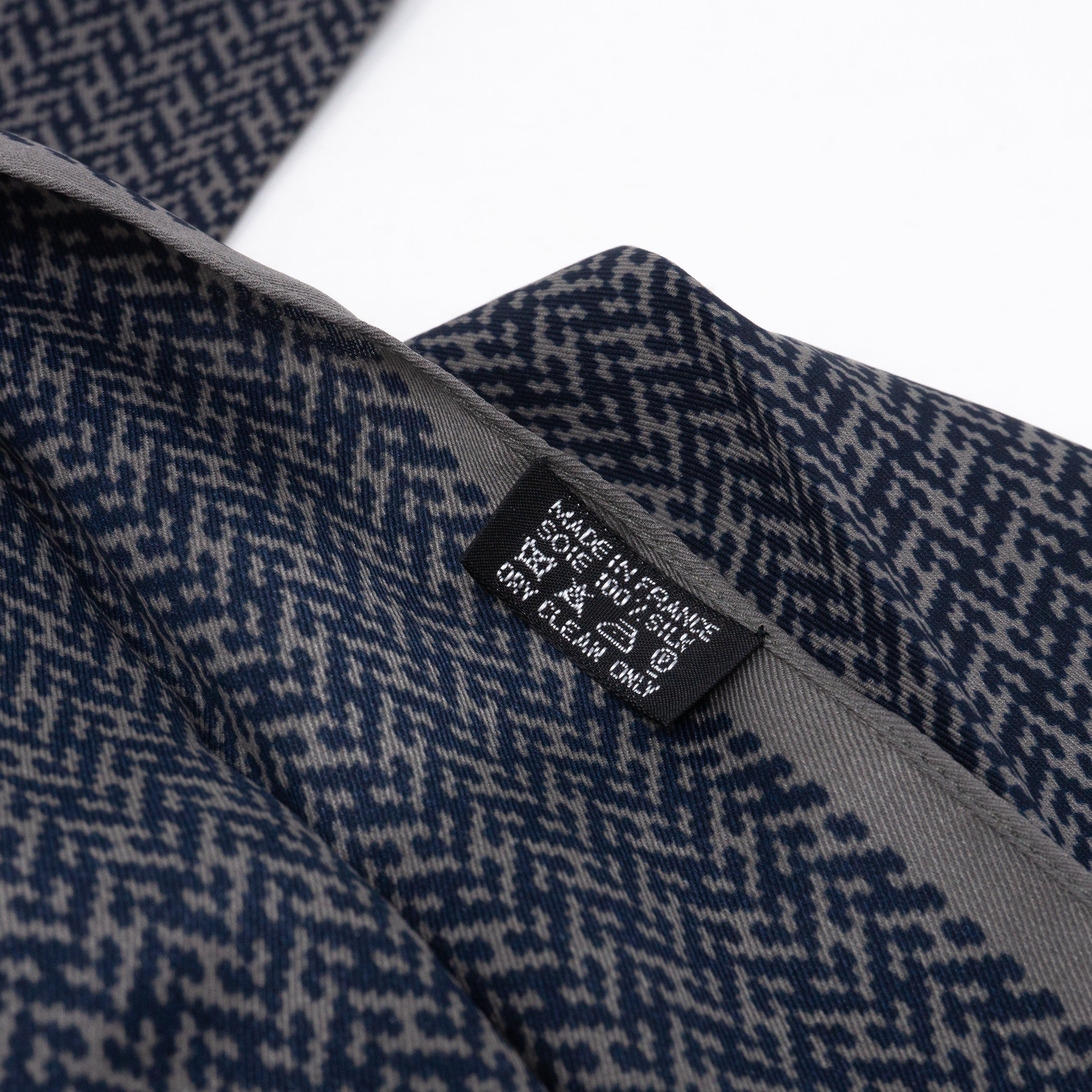 Long Silk Scarf Gray Dark Blue