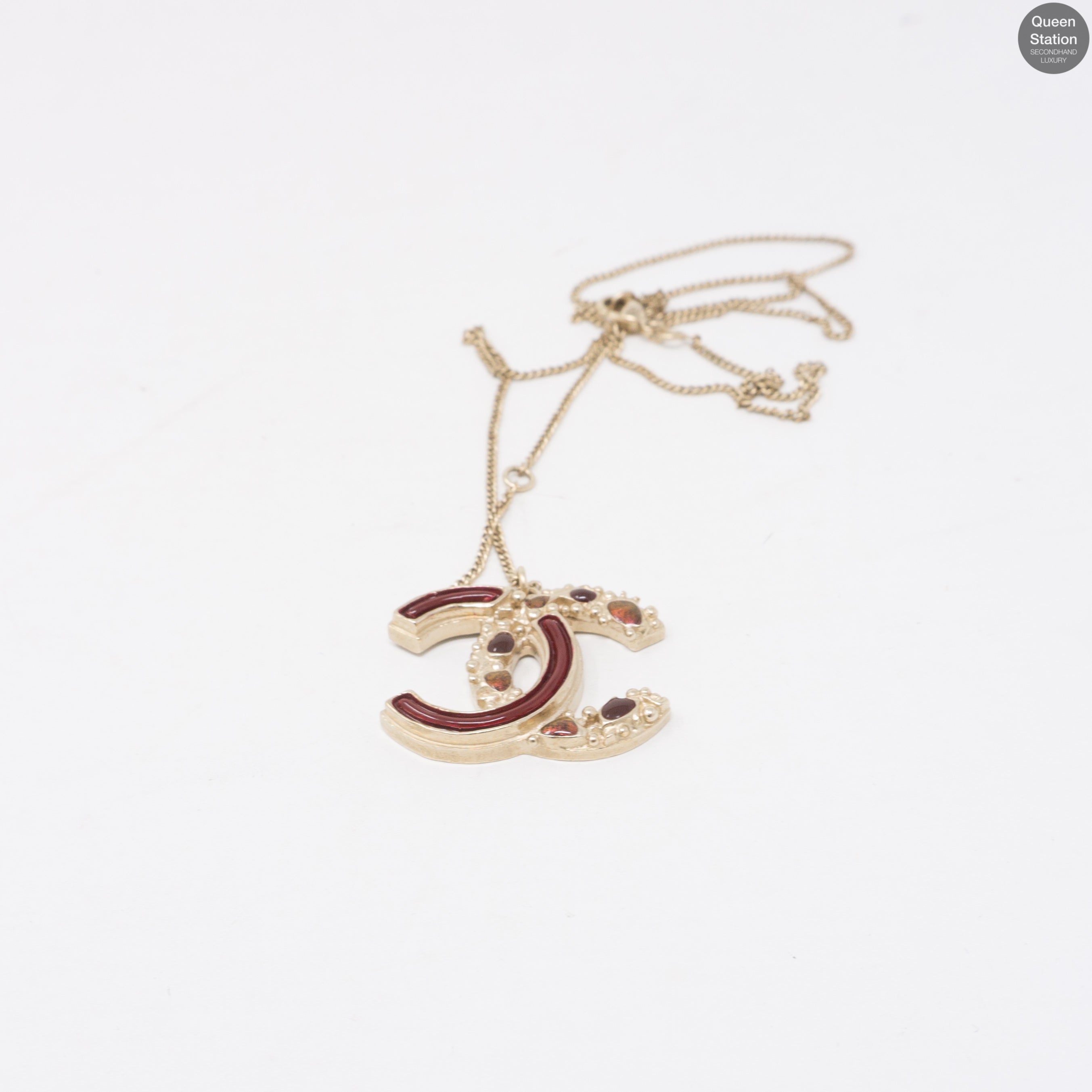 Large CC Necklace Red Gold