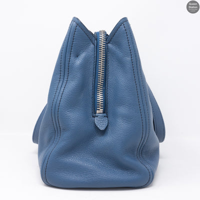 Vitello Daino Blue Leather Tote
