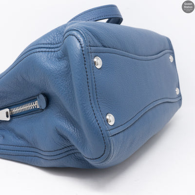 Vitello Daino Blue Leather Tote