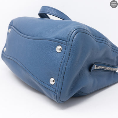 Vitello Daino Blue Leather Tote
