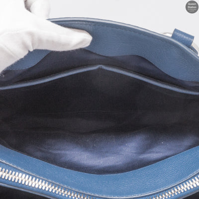 Vitello Daino Blue Leather Tote