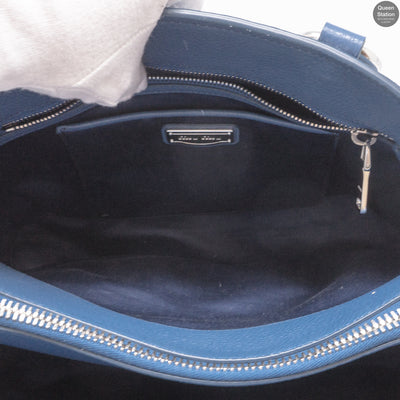 Vitello Daino Blue Leather Tote