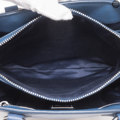 Vitello Daino Blue Leather Tote