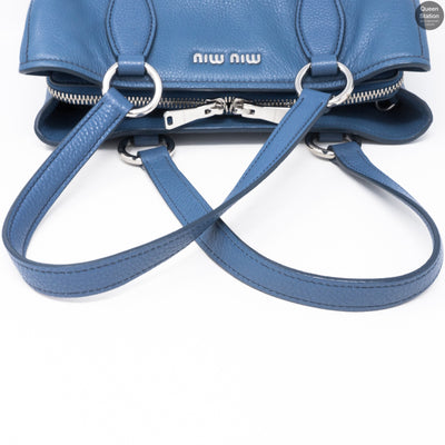 Vitello Daino Blue Leather Tote