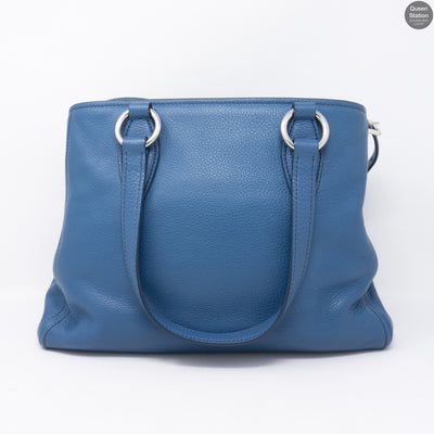 Vitello Daino Blue Leather Tote