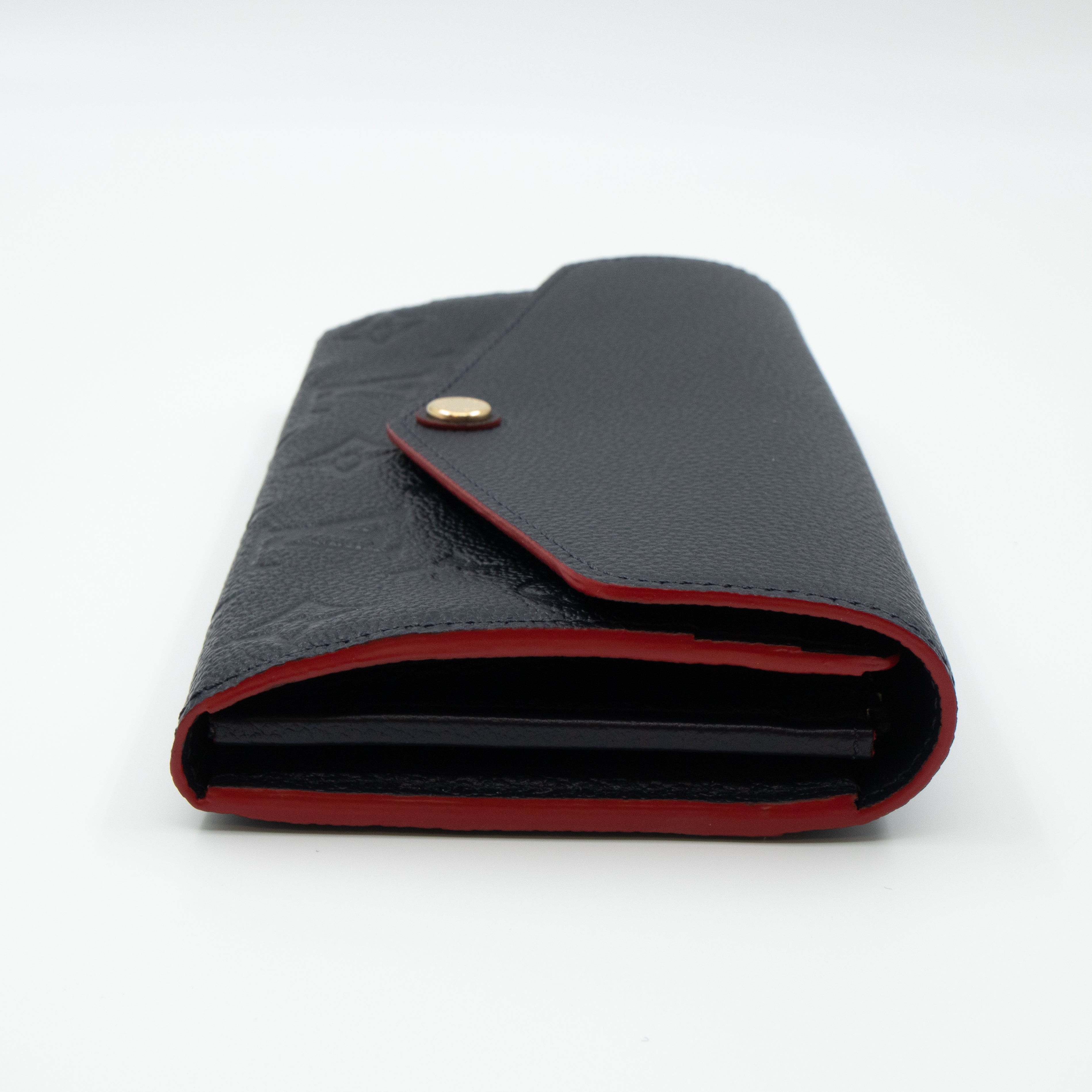 Sarah Wallet Monogram Empreinte Marine Rouge