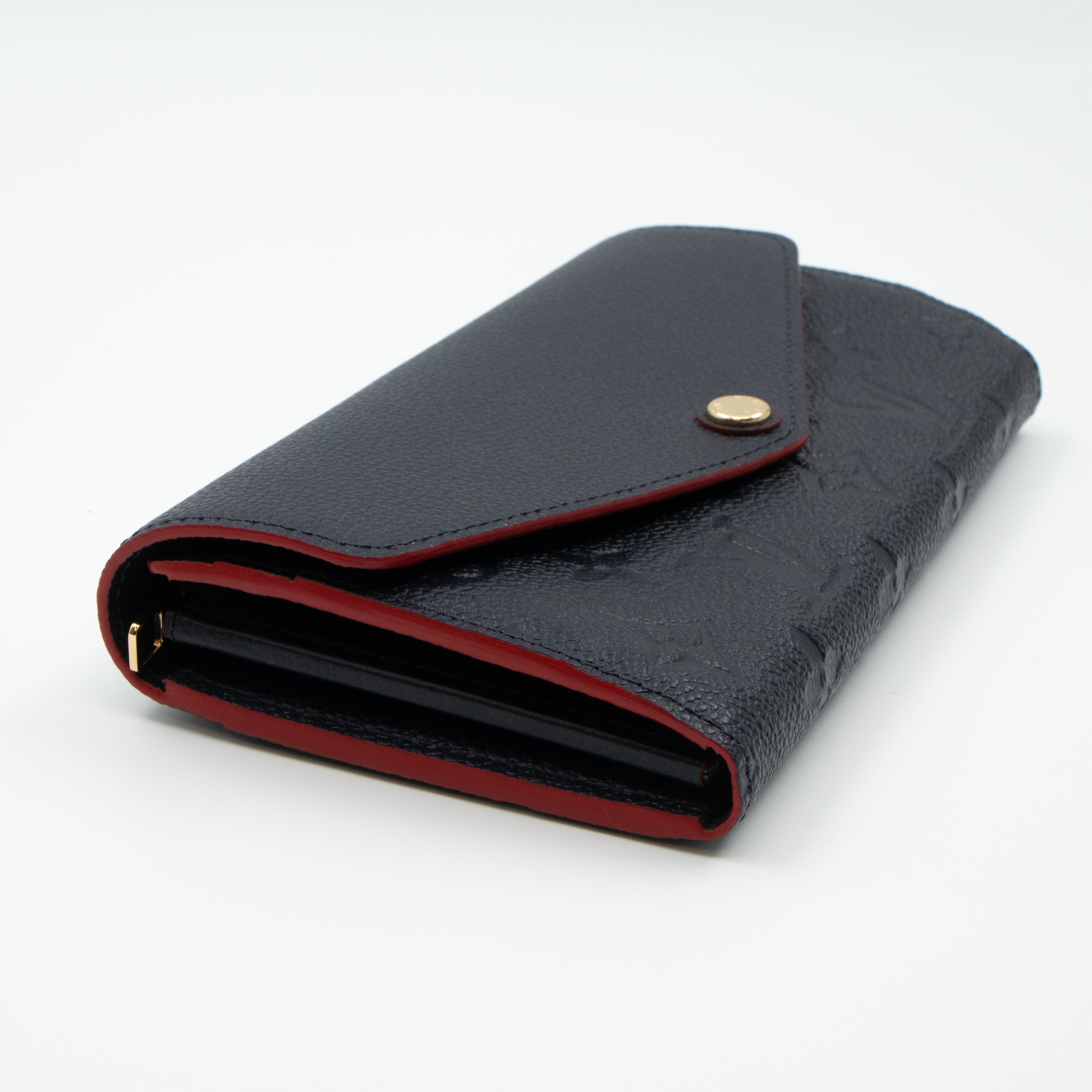 Sarah Wallet Monogram Empreinte Marine Rouge