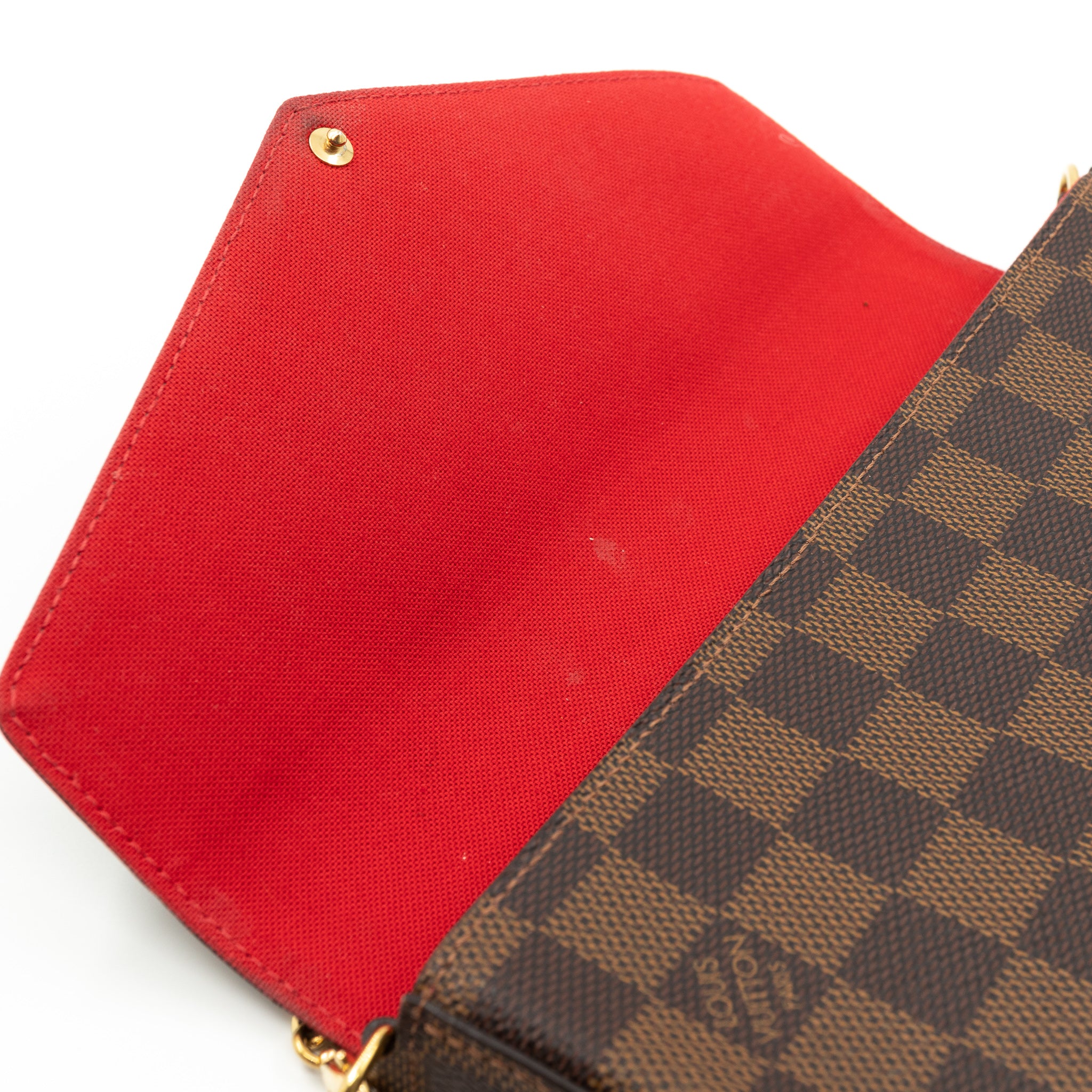 Louis vuitton pochette felicie online damier ebene red lining