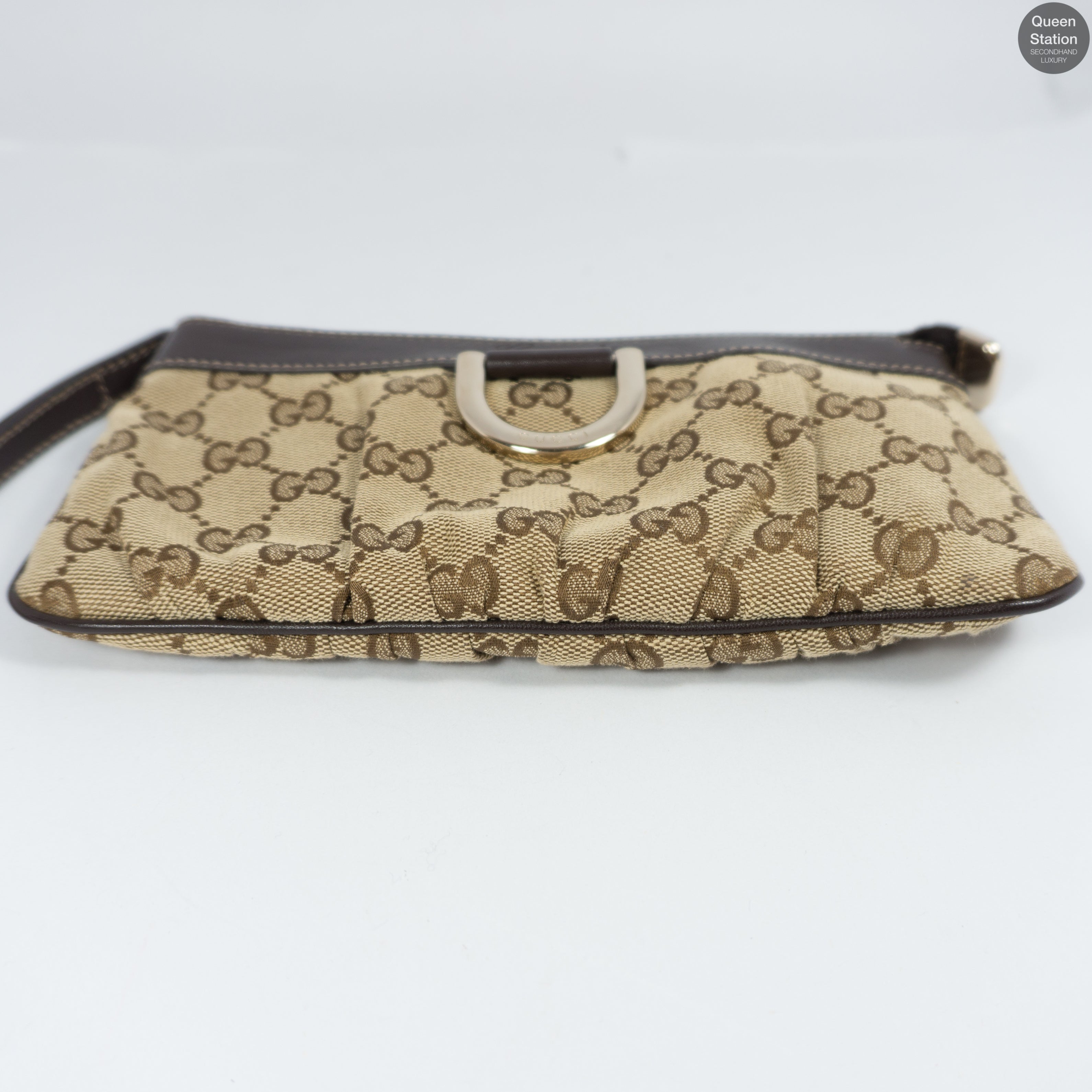 GG Canvas D-Ring Wristlet Pochette