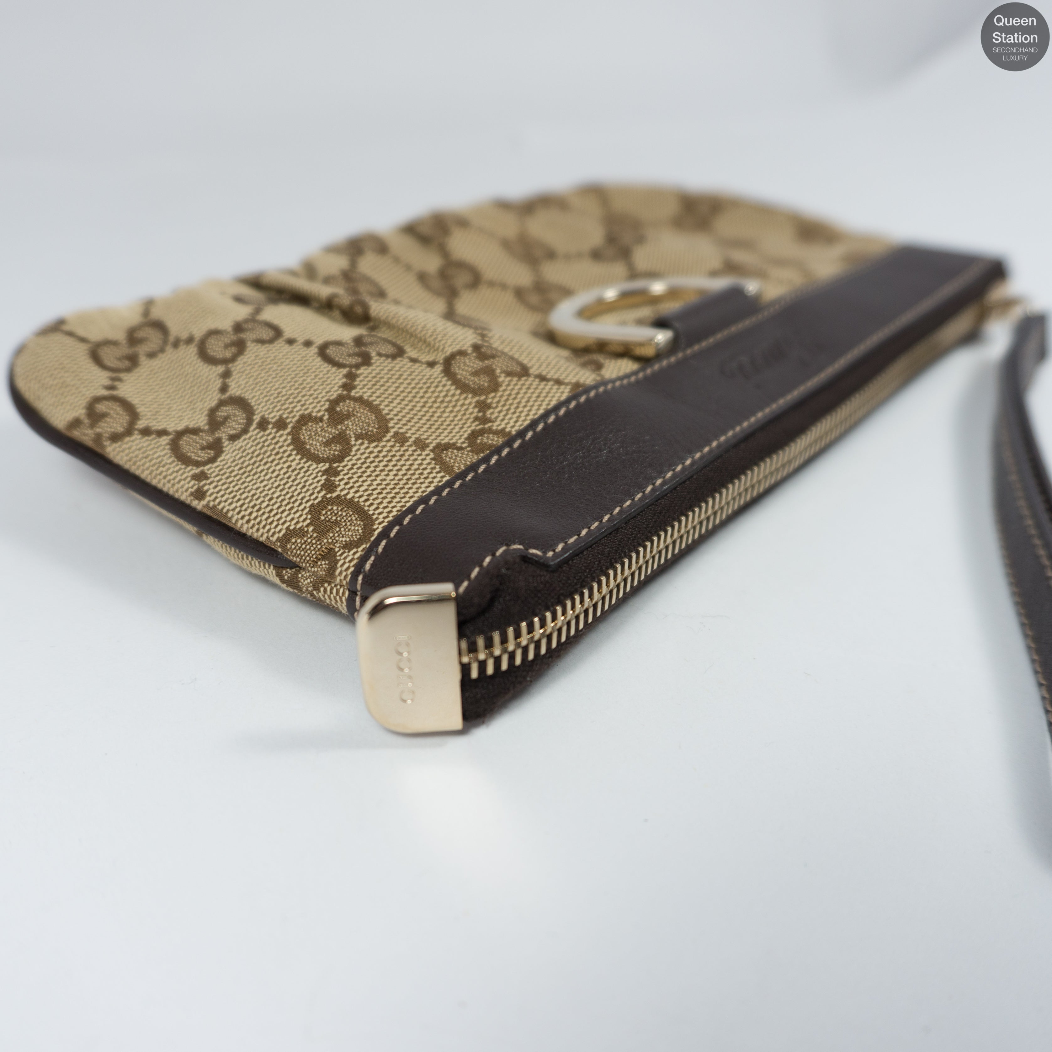 GG Canvas D-Ring Wristlet Pochette