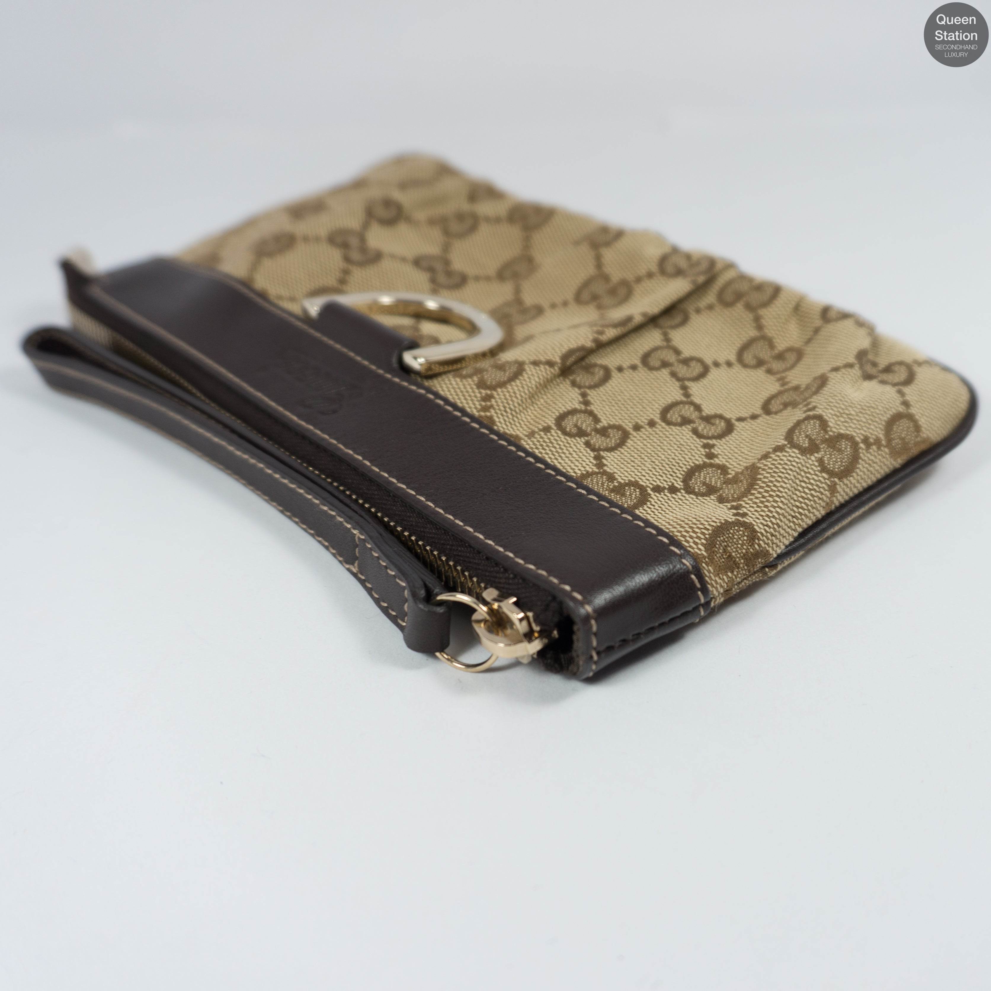 GG Canvas D-Ring Wristlet Pochette