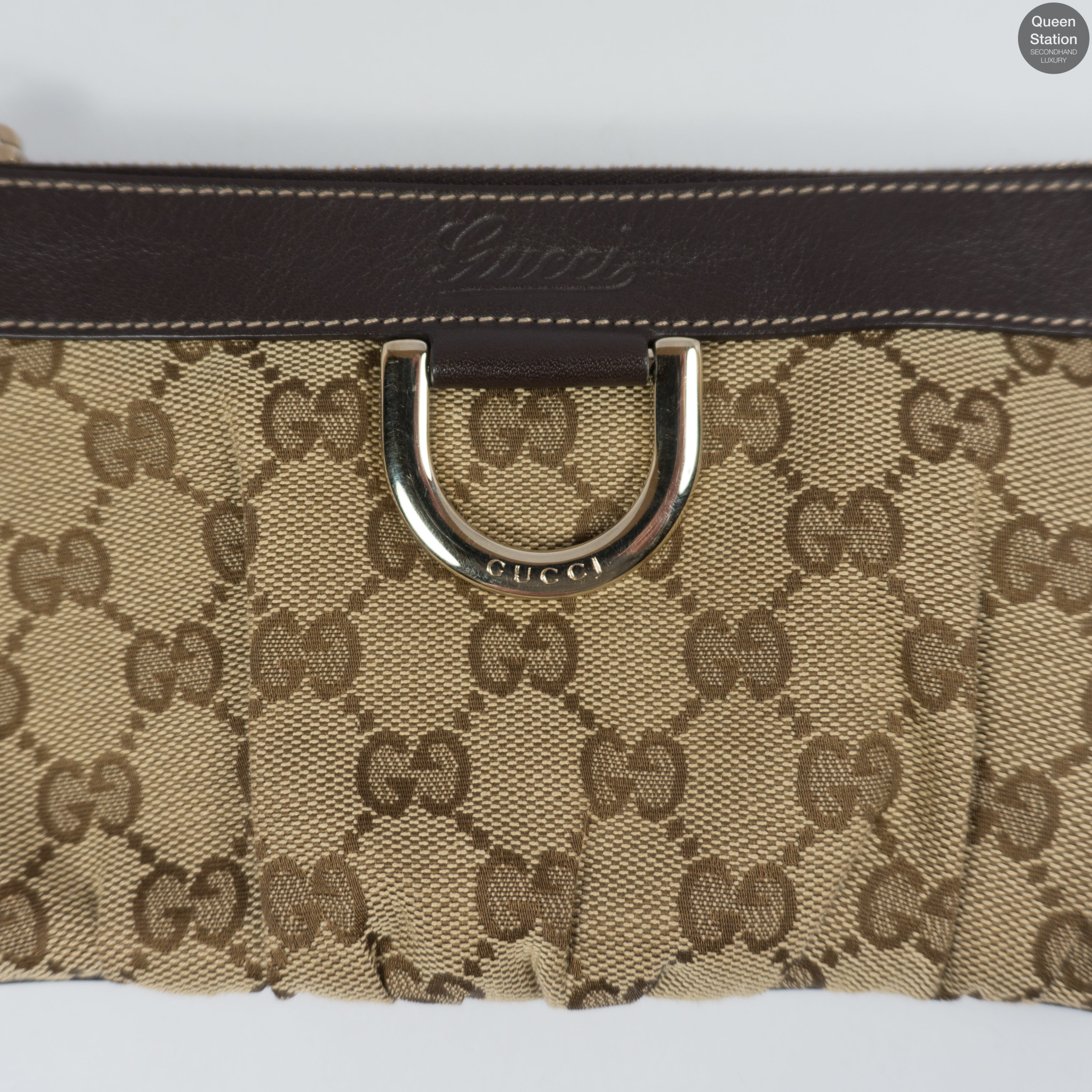 GG Canvas D-Ring Wristlet Pochette