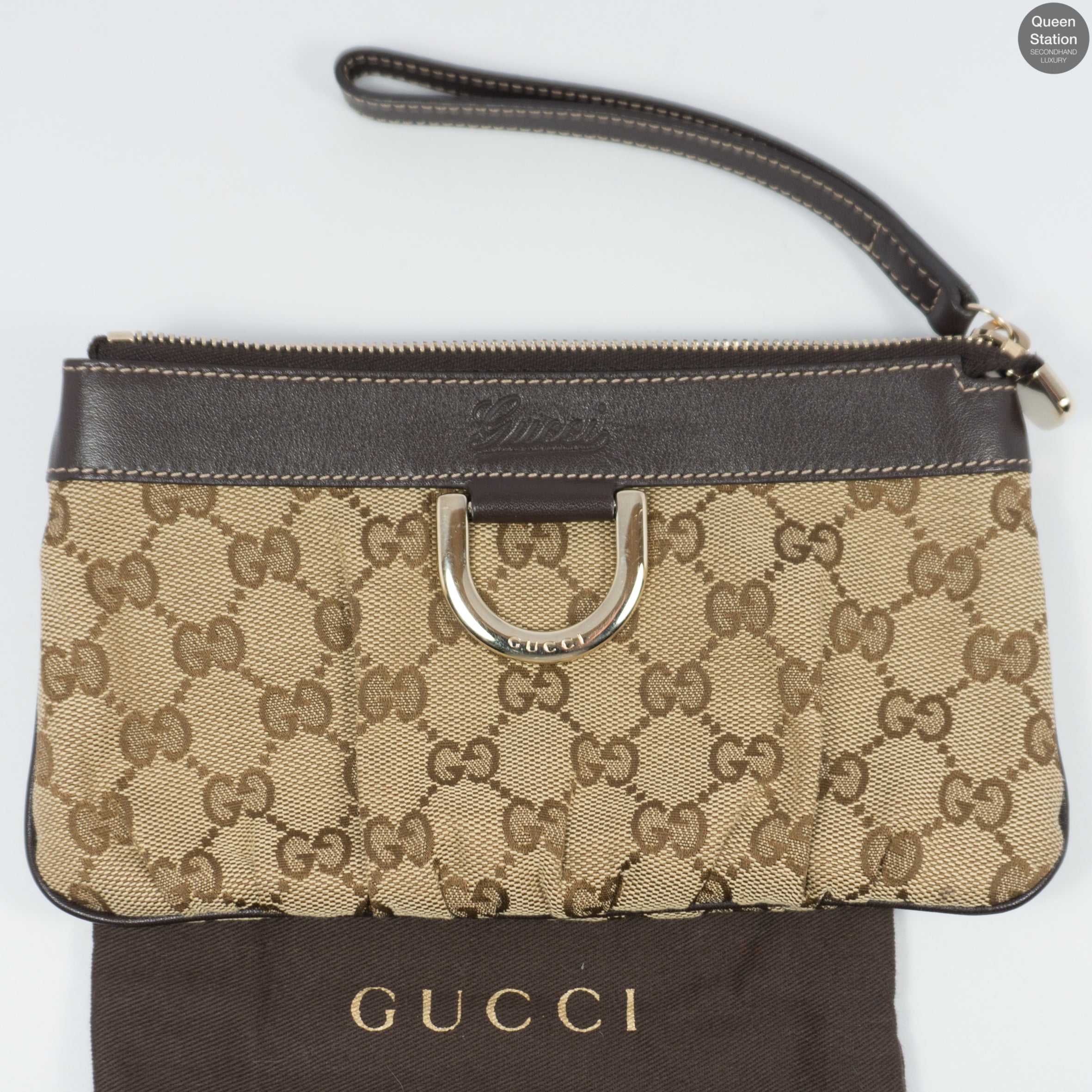 GG Canvas D-Ring Wristlet Pochette