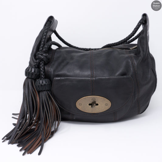 Araline Black Leather Hobo Bag