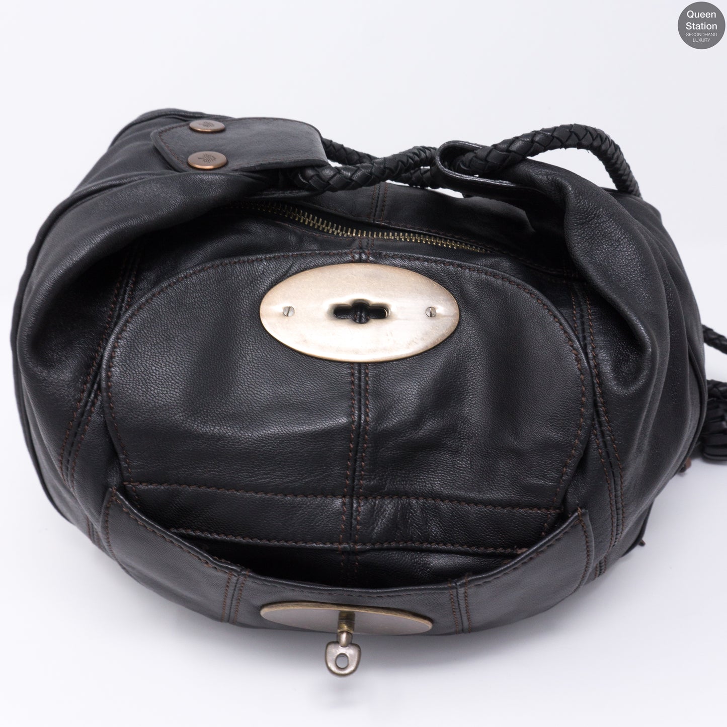 Araline Black Leather Hobo Bag