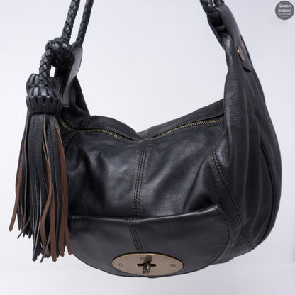 Araline Black Leather Hobo Bag