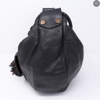 Araline Black Leather Hobo Bag