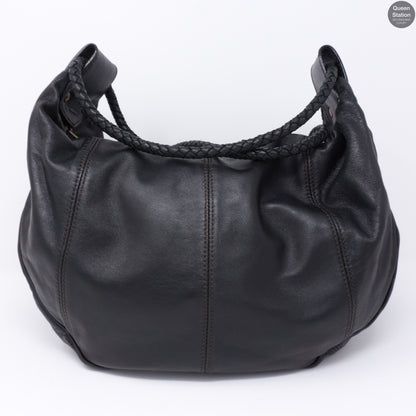 Araline Black Leather Hobo Bag