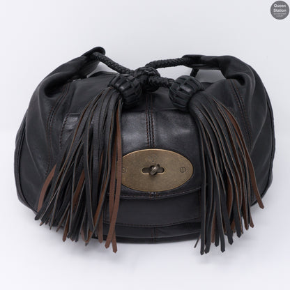 Araline Black Leather Hobo Bag