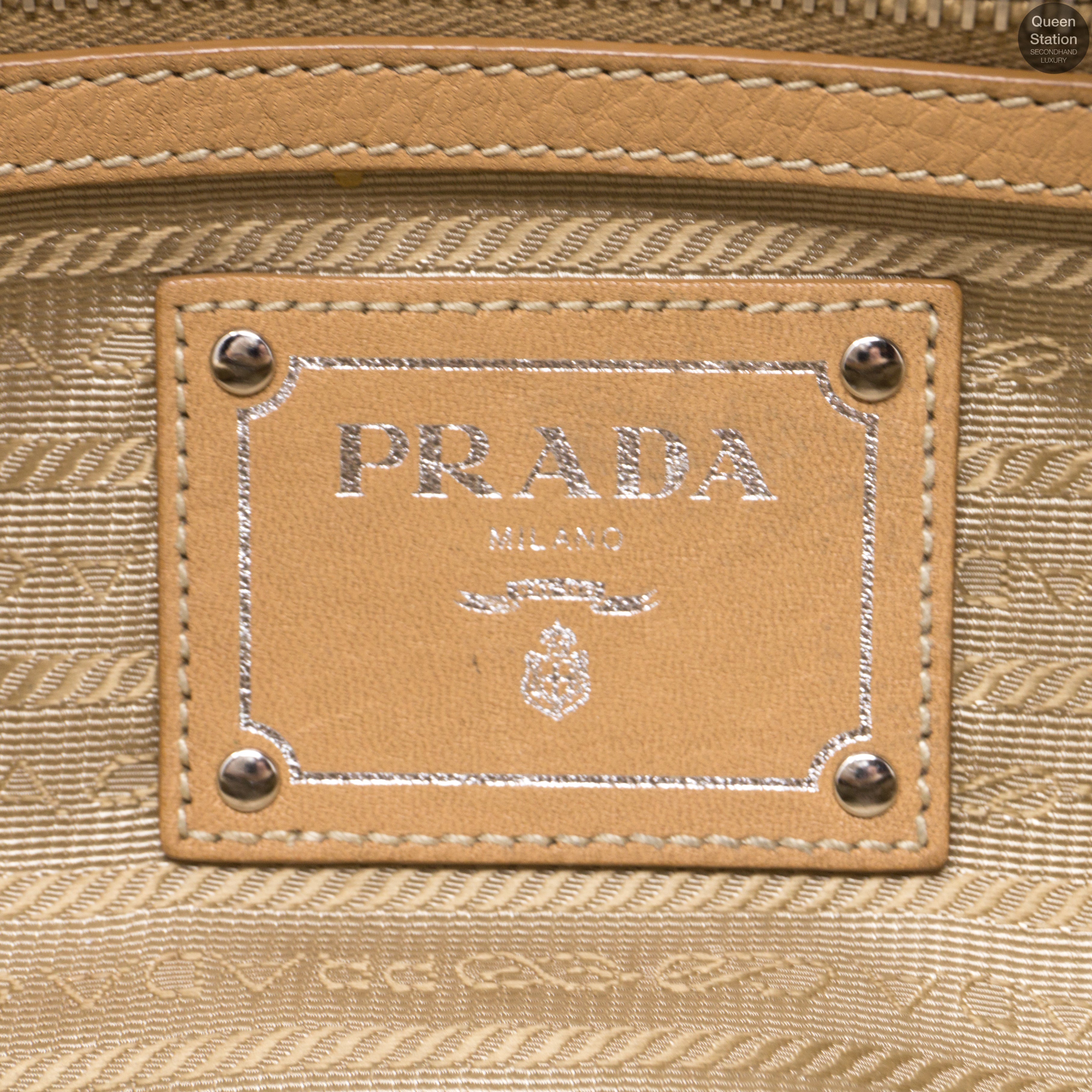 Soft Beige Leather Boston Bag