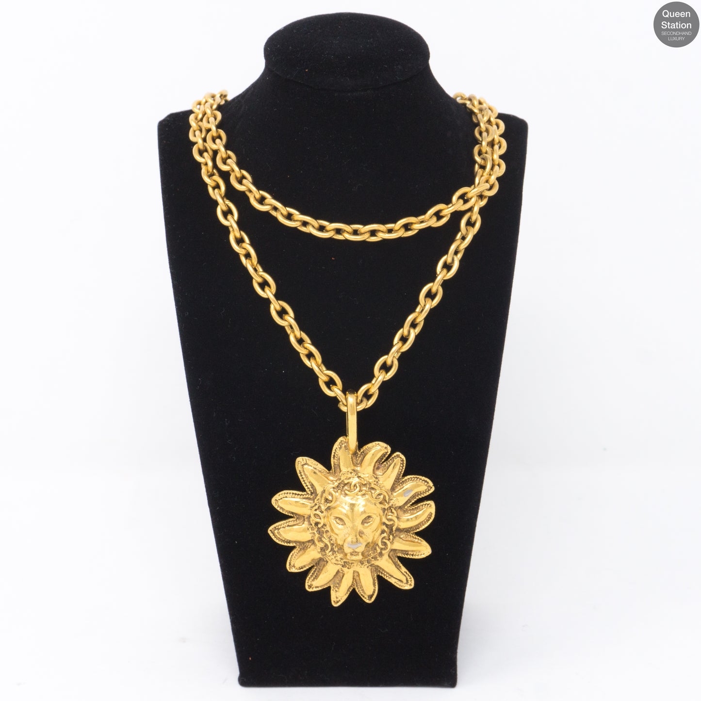 Gold Lion Sun Pendant Necklace