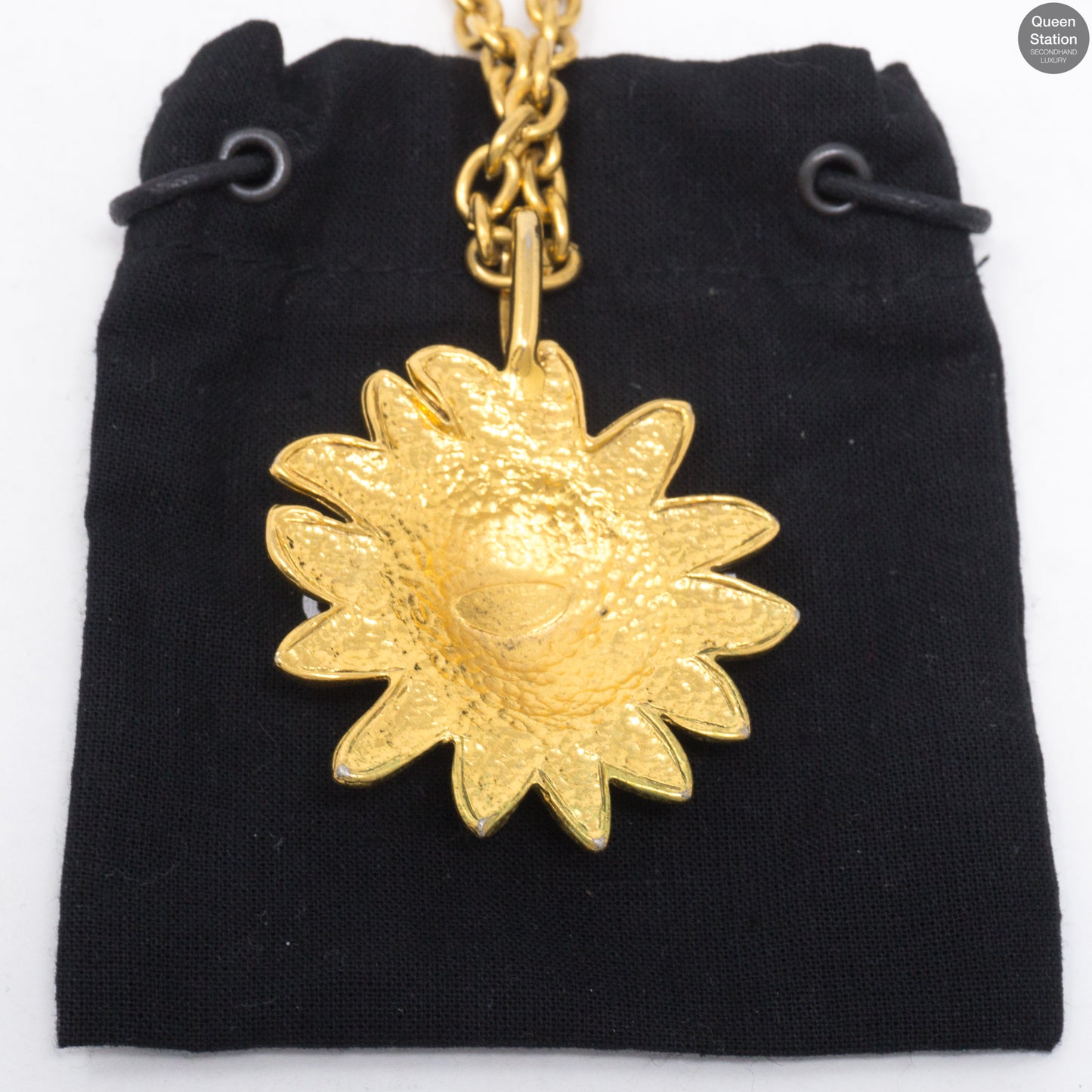 Gold Lion Sun Pendant Necklace