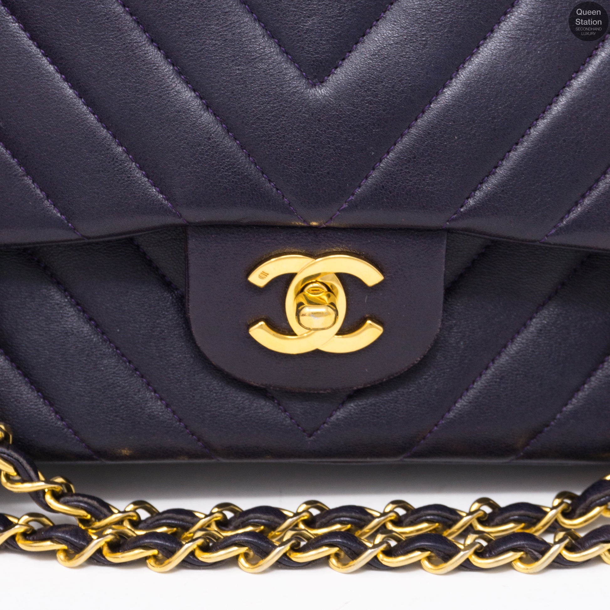 Chanel Coral Chevron Lambskin Medium Double Flap Bag