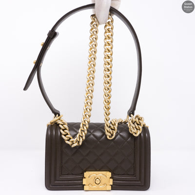 Boy Small Brown Lambskin Leather GHW