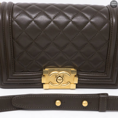 Boy Small Brown Lambskin Leather GHW