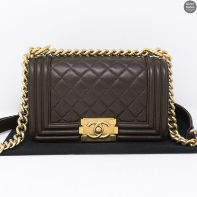 Boy Small Brown Lambskin Leather GHW