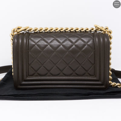 Boy Small Brown Lambskin Leather GHW