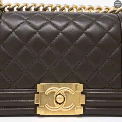 Boy Small Brown Lambskin Leather GHW